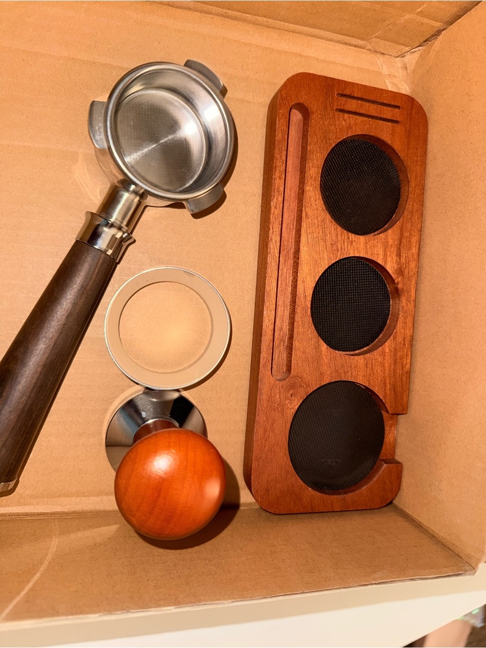 Source Unknown Wooden and Stainless Espresso Accessory Set - Brown
